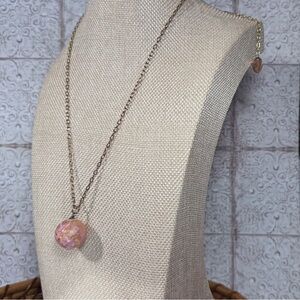 Venetiaurum Made in Italy Glass Pink Glitter Gold Bead Adjustable Chain Necklace